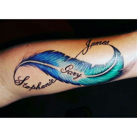 23+ Amazing Infinity feather tattoo with names ideas