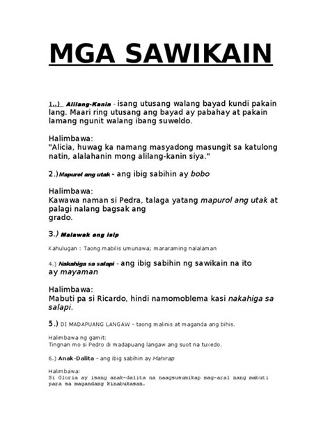 Tatlong Halimbawa Ng Sawikain At Ang Kahulugan | Porn Sex Picture