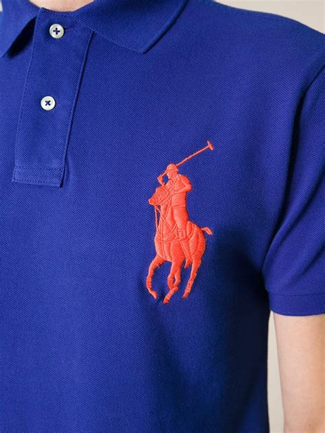 Polo Ralph Lauren Oversized Logo Slim Fit Polo Shirt in Blue for Men - Lyst