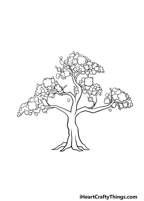 Cherry Blossom Tree Drawing - How To Draw A Cherry Blossom Tree Step By ...