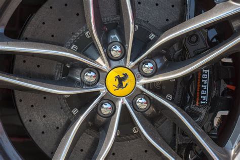 Ferrari Logo on the Wheel of a Car Editorial Stock Image - Image of ...