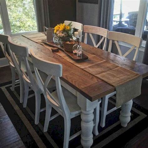 Modern Farmhouse Kitchen Table Set / Large Farmhouse Table, Rustic Farm ...