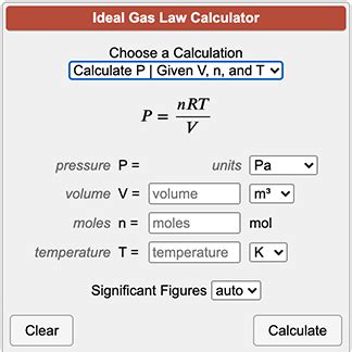 Ideal Gas Law Calculator PV = nRT