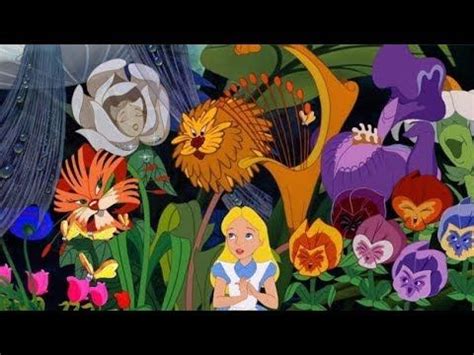 an animated scene with flowers, plants and a girl in the foreground ...