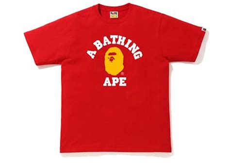 BAPE Colors College T-Shirt Red/Yellow Men's - SS20 - US