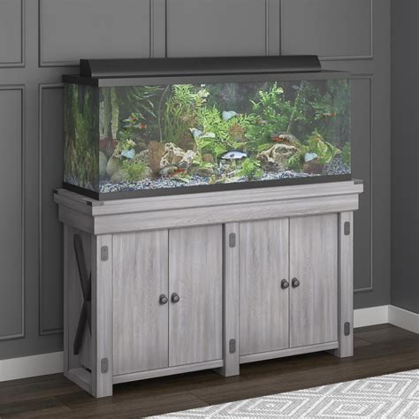 Flipper Wildwood 55 Gallon Aquarium Stand, Rustic White - Walmart.com ...