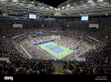 Arthur Ashe Stadium, night session,US Open 2016 Stock Photo - Alamy