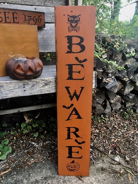 Beware Halloween Sign Halloween Sign Porch Sign Halloween | Etsy