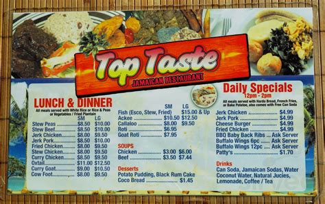 Top Taste Restaurant menu in Royal Palm Beach, Florida