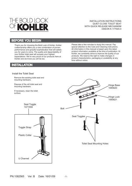 Kohler Toilet Seat Installation Guide – Velcromag