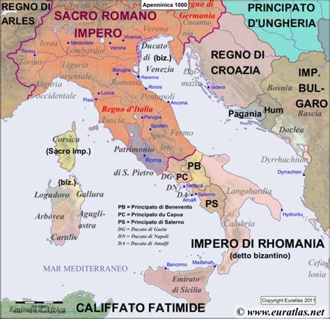 Euratlas Periodis Web - Map of the Apennine Peninsula in 1000