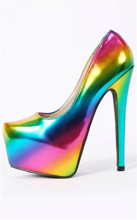 Pin by Susana Klass on cajas | Rainbow heels, Rainbow shoes, Crazy shoes