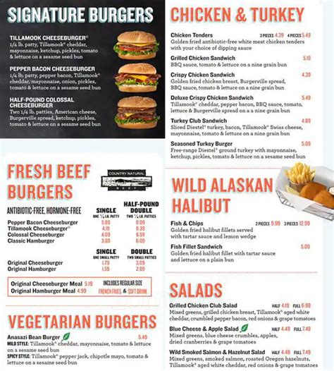 Burgerville Menu, Menu for Burgerville, Vancouver, Vancouver ...