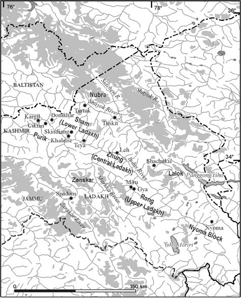 Map of Ladakh and her dialects (map designed by Adella Edwards ...