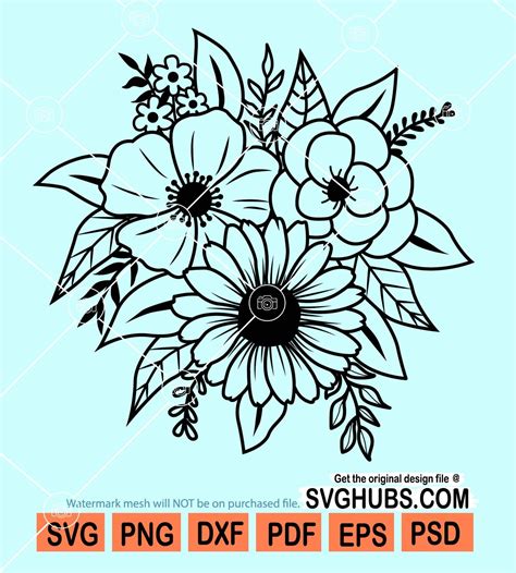 Flower bouquet svg, floral svg, bouquet svg, Floral decoration svg ...