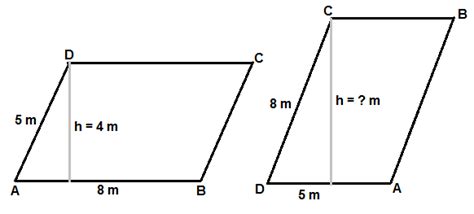 The adjacent side of parallelogram are 8m and 5m. If the distance ...