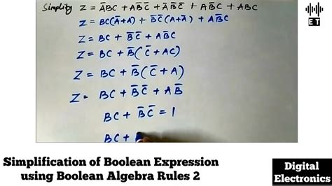 Simplification of Boolean Expression using Boolean Algebra Rules ...