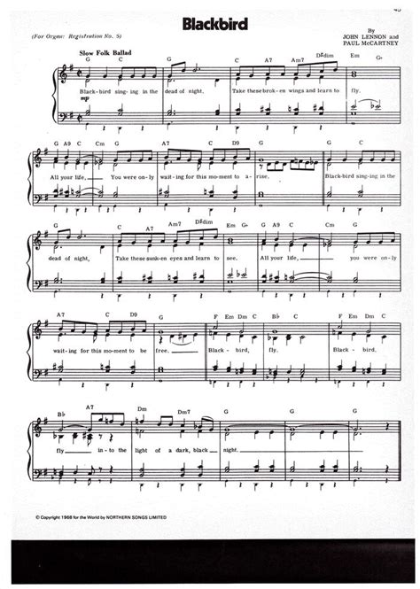 Beatles blackbird free sheet music by Beatles | Pianoshelf