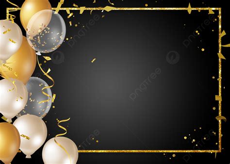 Birthday Celebration Black Gold Background Balloons Border, Black Gold ...