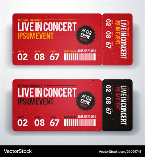 Concert ticket design template for party festival Vector Image