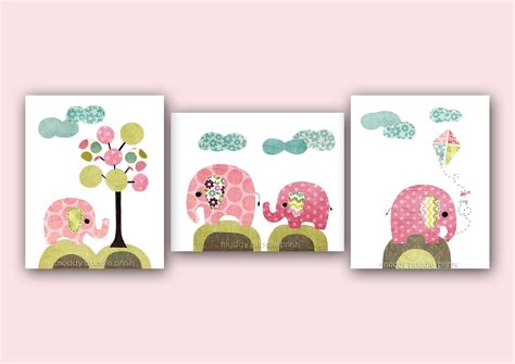 Nursery Decor Nursery Art Elephant prints Girls room