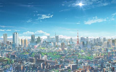 Download Your Name. Sun Sky Skyline Tokyo Tower Tokyo Anime Image