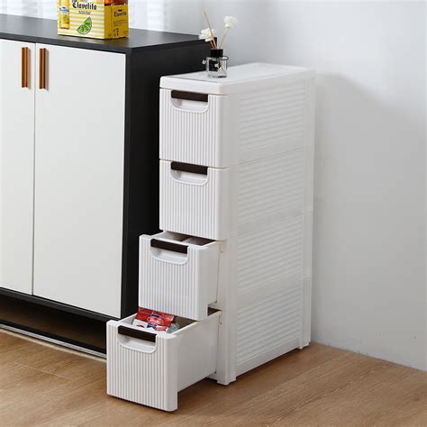 4-Tier Storage Drawers with Wheels, BTMWAY Plastic Rolling Cart with ...