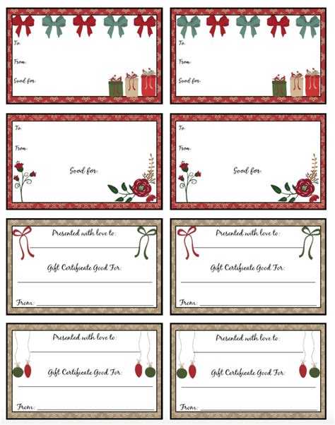 Free Printable Christmas Gift Certificates: 7 Designs | Printable gift ...