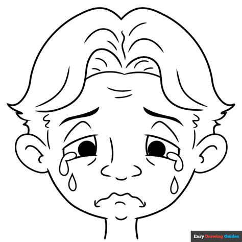 Crying Face Coloring Page | Easy Drawing Guides