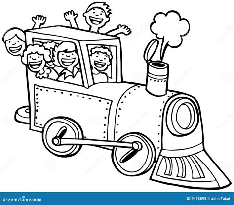 Child Train Ride - Black and White Stock Vector - Illustration of ride ...