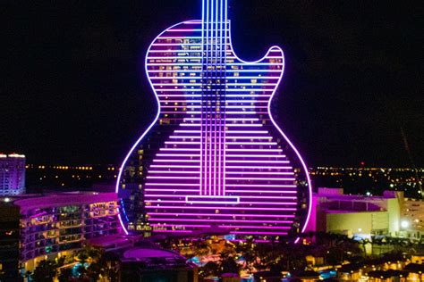 Hard Rock opens neon, guitar-shaped hotel in Florida