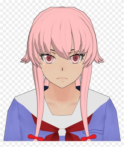 Mirai Nikki Yuno Gasai Hair Shadings And Outline Png - Anime ...