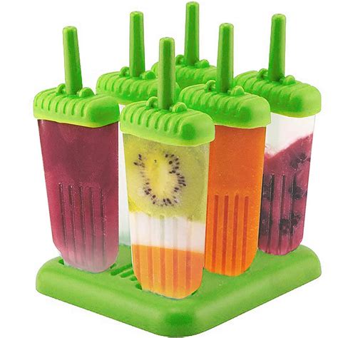 GLiving Popsicle Molds Set - BPA Free - 6 Ice Pop Makers with Tray and ...