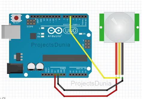 How To Interface PIR Sensor With Arduino | PROJECTSDUNIA