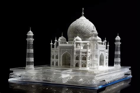 Premium AI Image | Model of the Taj Mahal in the museum black background