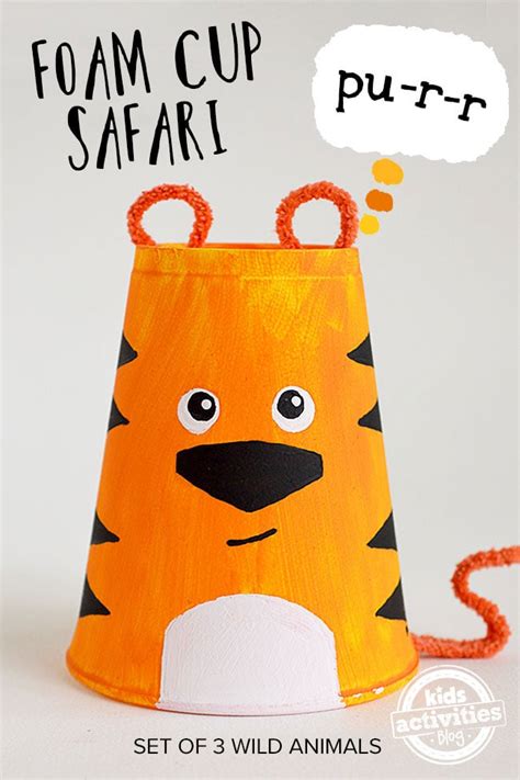 Adorable Safari Animal Crafts: Make a Tiger, Giraffe + Monkey from Cups ...