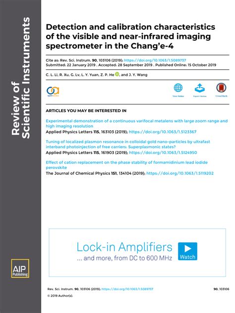 (PDF) Detection and calibration characteristics of the visible and near ...