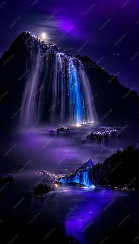 Premium AI Image | A waterfall in the night sky