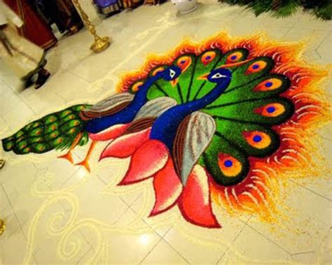 25+ Beautiful Peacock Rangoli Designs to Brighten Up 2024