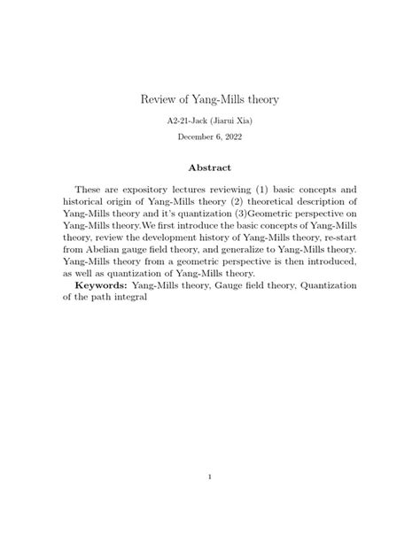 Review of Yang-Mills Theory | PDF | Gauge Theory | Field (Physics)