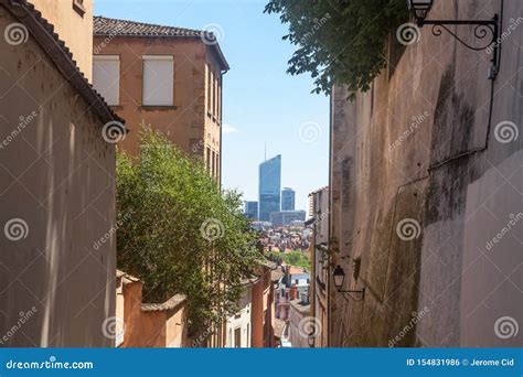 Lyon Skyline with Its Modern Skyscrapers Seen from the Old Buildings ...