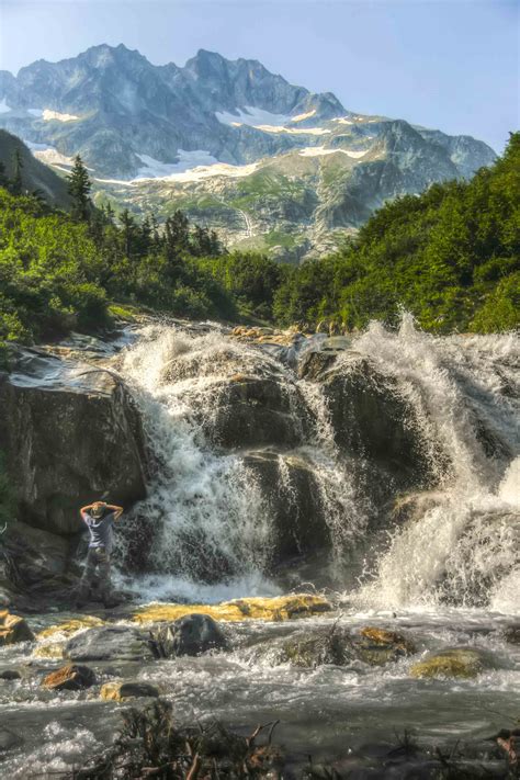 Mount Logan and North Fork Bridge Creek Waterfall, North Cascades ...