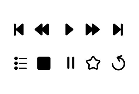 Media player icons set. Music, interface, design media player buttons ...