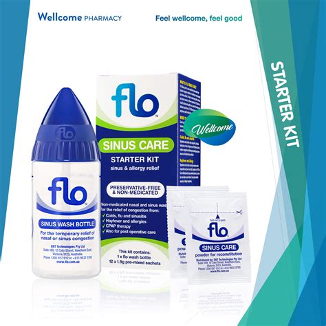 Flo Sinus Starter Kit - 12 Premixed Sachets & 1 Wash Bottle – Wellcome ...