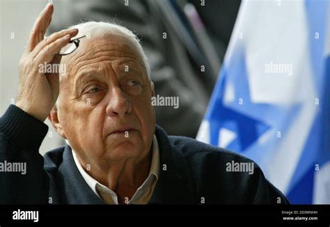 ISRAELI PRIME MINISTER ARIEL SHARON ATTENDS A CABINET MEETING NEAR THE ...