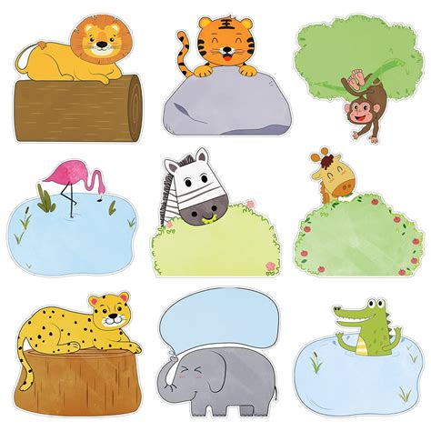 Buy 45 Pcs Jungle Animal Cutouts Name Tags Safari Friend Animal Cutouts ...