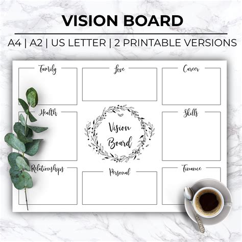 Minimalist Printable Vision Board Template,printable Dream Board,simple ...