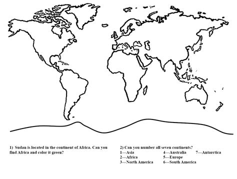 Blank World Map Continents Oceans Printable