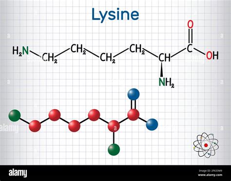 Lysine (L- lysine , Lys, K) amino acid molecule. It is used in the ...