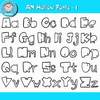 Funny hollow font -1 ( Asunboy Fonts ) by Asunboy Clips | TpT